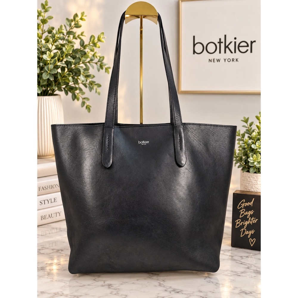 Botkier New York Black Leather Tote Bag Minimalist Shoulder Bag
